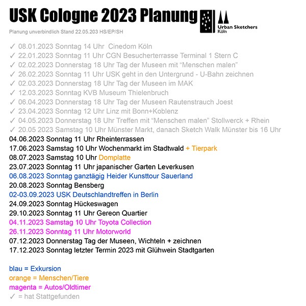 2023 | USk Köln Sketchtermine 2023